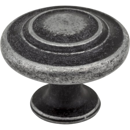 Elements 1-5/16" Diameter Distressed Antique Silver Round Arcadia Cabinet Knob 107ASM